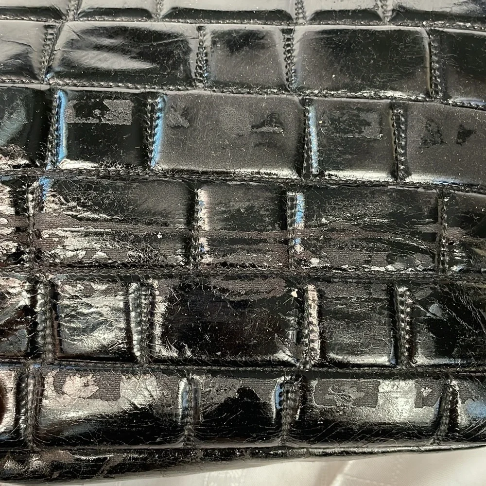 Chanel Brick Chocolate Bar Quilted Frozen Tote Bag Large Black Vinyl Chain Strap